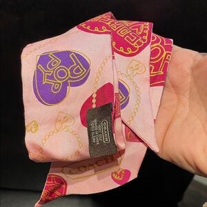 Coach Poppy Pink ponytail Scarf / bag Twilly EUC